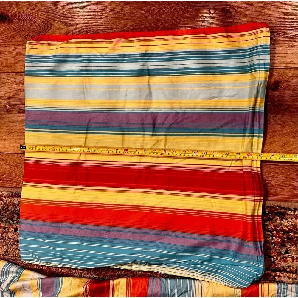 Vintage Pottery Barn Full/Queen Colorful Striped Duvet and Sham